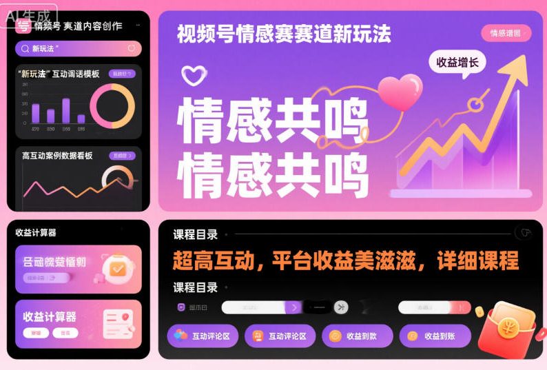 视频号情感赛道新玩法，超高互动，平台收益美滋滋，详细课程-御文网