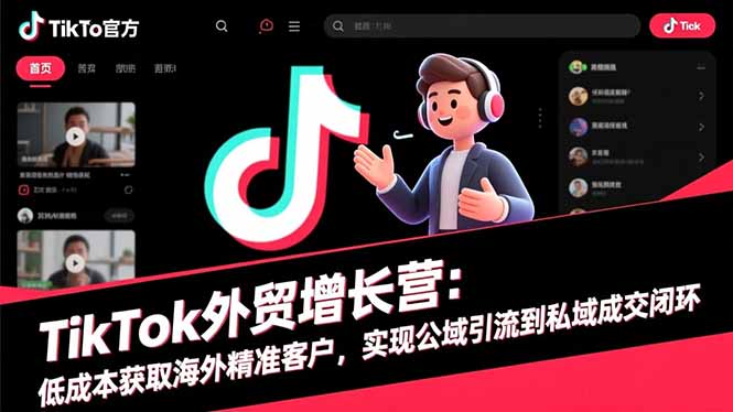 TikTok外贸增长营：低成本获取海外精准客户，实现公域引流到私域成交闭环-御文网