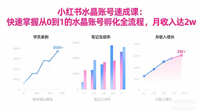 2025小红书水晶账号速成课：快速掌握从0-1水晶账号孵化全流程，月收入达2w-御文网