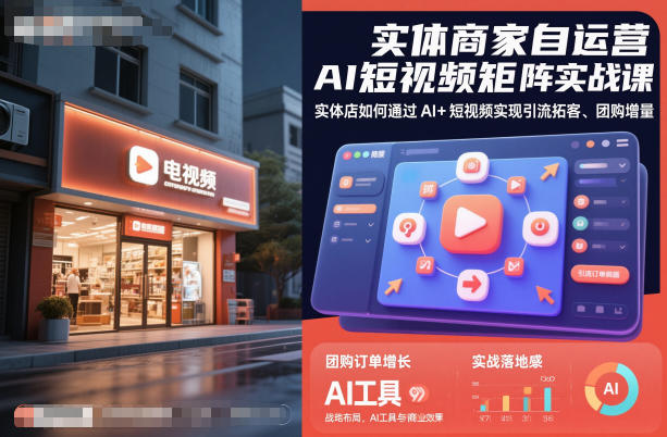 实体商家自运营AI短视频矩阵实战课，实体店如何通过AI+短视频实现引流拓客、团购增量-御文网