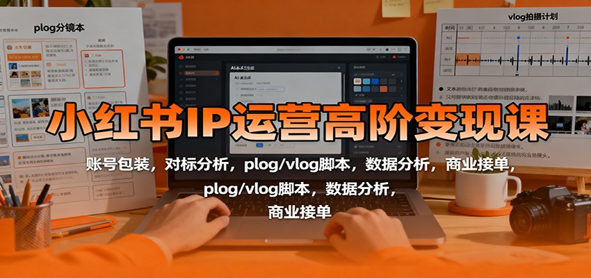 小红书IP运营高阶变现课：账号包装，对标分析，plog/vlog脚本，数据分析，商业接单-御文网