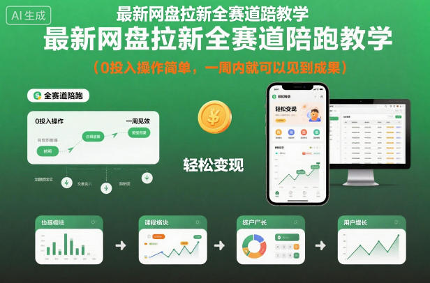 最新网盘拉新全赛道陪跑教学，0投入操作简单，一周内就可以见到成果-御文网