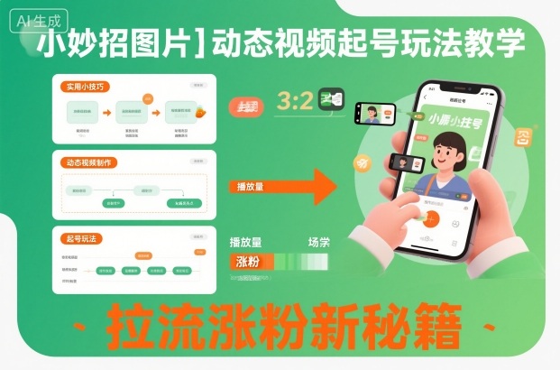 小妙招图片＋动态视频起号玩法教学，拉流涨粉新秘籍-御文网
