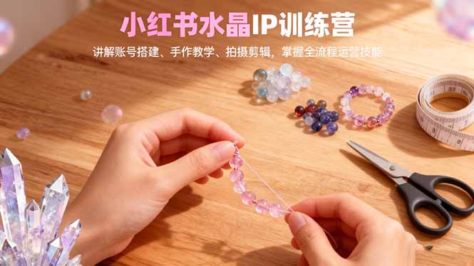 小红书水晶IP训练营，讲解账号搭建、手作教学、拍摄剪辑，全流程运营技能-御文网