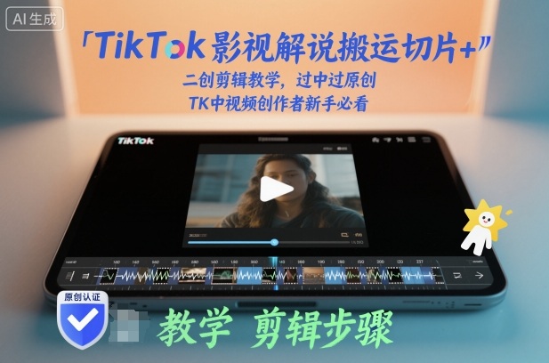 TikTok影视解说搬运切片+二创剪辑教学，过中过原创，TK中视频创作者新手必看-御文网