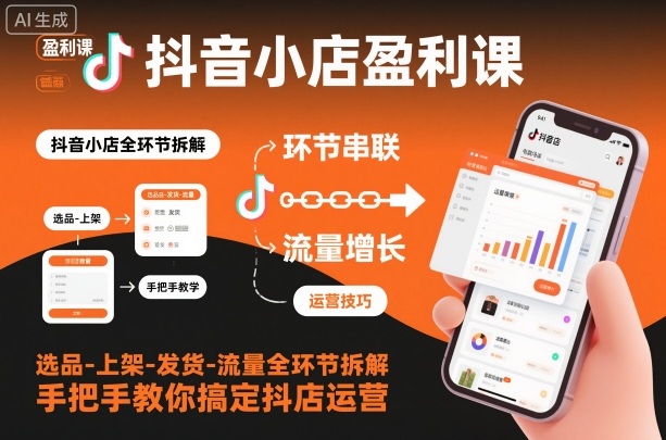 抖音小店盈利课-选品-上架-发货-流量全环节拆解，手把手教你搞定抖店运营-御文网