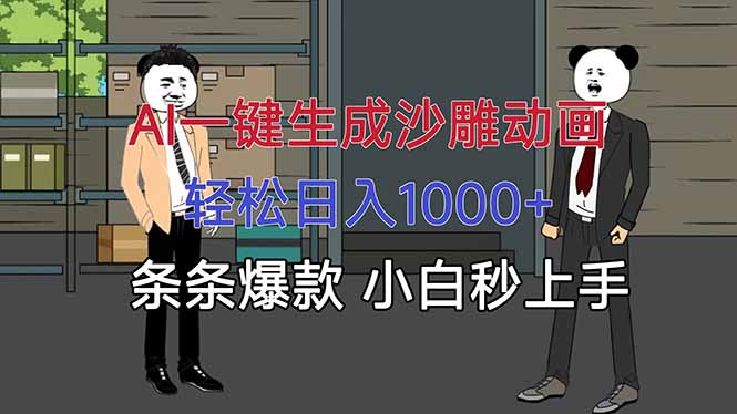 AI一键生成沙雕动画，轻松日入1000+，条条爆款，小白秒上手-御文网