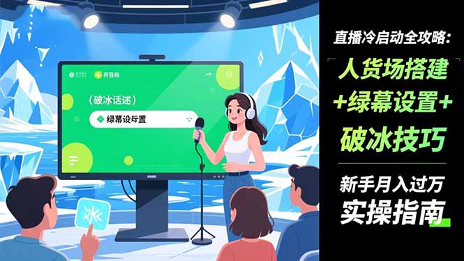 直播冷启动全攻略:人货场搭建+绿幕设置+破冰技巧，新手月入过万实操指南-御文网