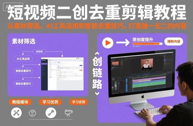短视频二创去重剪辑教程，从素材筛选、AI工具运用到智能去重技巧，打造独一无二的内容-御文网