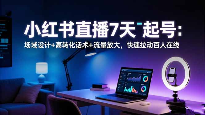 小红书直播7天起号：场域设计+高转化话术+流量放大，快速拉动百人在线-御文网