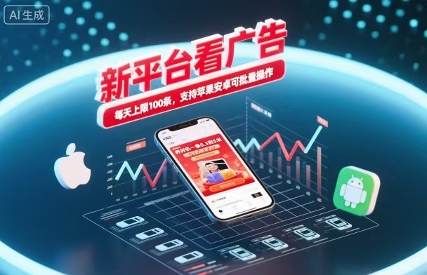 新台看广告，养好机一条5毛到5块，单机日入30到100，支持苹果安卓，可批量操作。-御文网