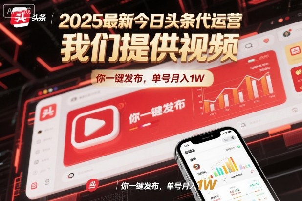 2025最新今日头条代运营，我们提供视频，你一键发布，单号月入1W【揭秘】-御文网