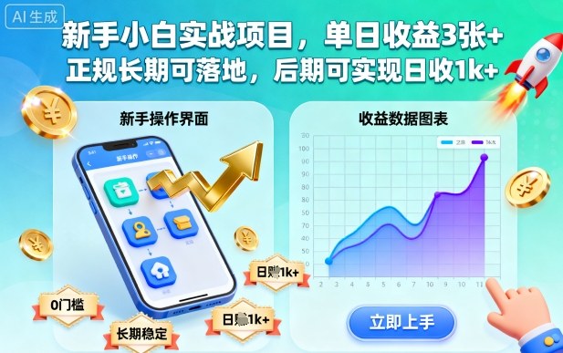 新手小白实战项目，单日收益3张+，正规长期可落地，后期可实现日收1k+【揭秘】-御文网