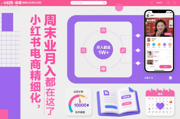 小红书电商精细化运营全流程，周末副业月入1W+，全套方法都在这了-御文网