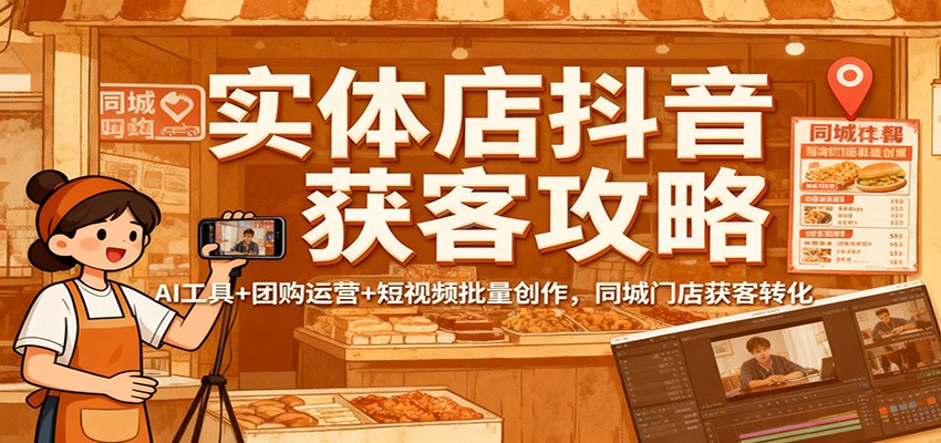 实体店抖音获客攻略：AI工具+团购运营+短视频批量创作，同城门店获客转化-御文网