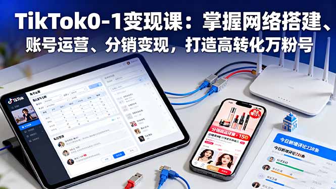 TikTok0-1变现课：掌握网络搭建、账号运营、分销变现，打造高转化万粉号-御文网