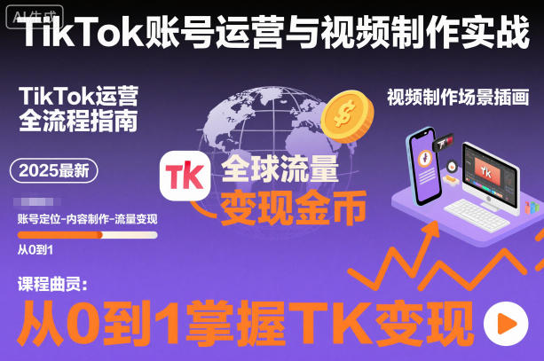 2025最新TikTok账号运营与视频制作实战全流程，从0到1掌握TK变现(含11月最新TK搬运技术)-御文网