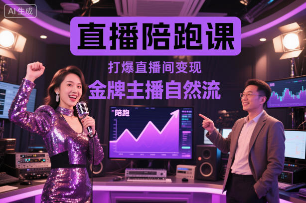 直播陪跑课，金牌主播自然流打爆直播间，复制高变现玩法-御文网