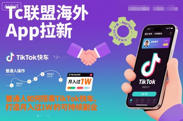 Tc联盟海外App拉新：普通人如何搭乘TikTok快车，打造月入过1W的可持续副业-御文网