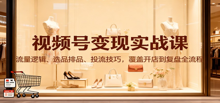 视频号变现实战课：流量逻辑、选品排品、投流技巧，覆盖开店到复盘全流程-御文网