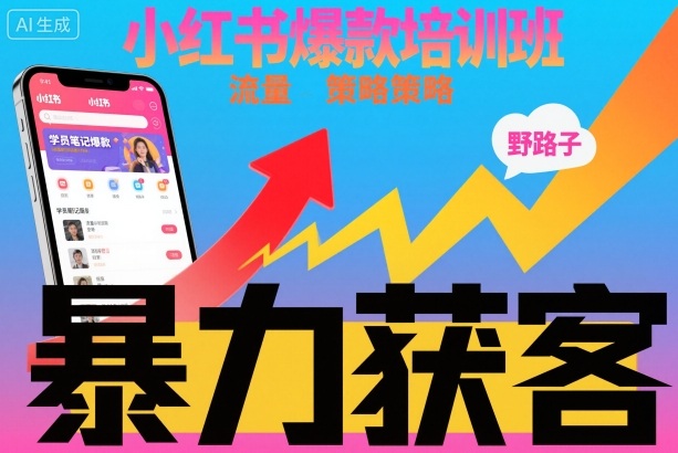 小红书爆款培训班，小红书获客野路子流量打法，暴力持续获客-御文网