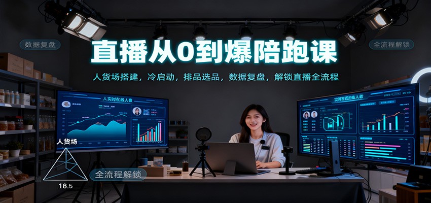 直播从0到爆陪跑课：人货场搭建，冷启动，排品选品，数据复盘，解锁直播全流程-御文网
