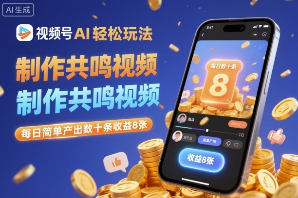 视频号AI轻松玩法，制作共鸣视频，每日简单产出数十条收益8张-御文网