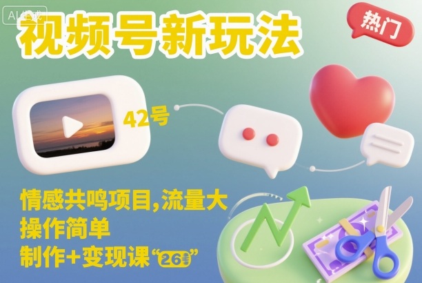 视频号新玩法，情感共鸣项目，流量大，操作简单，制作+变现课-御文网