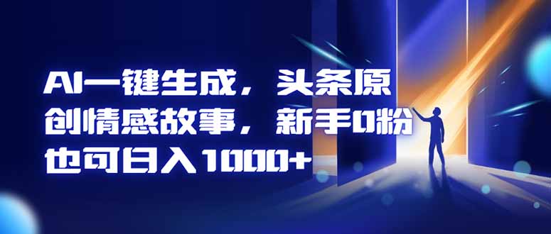 AI一键生成，头条原创情感故事，新手0粉也可日入1000+-御文网