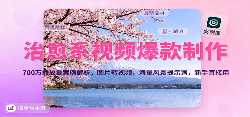 治愈系视频爆款制作，700万播放量案例解析，图片转视频，海量风景提示词，新手直接用-御文网