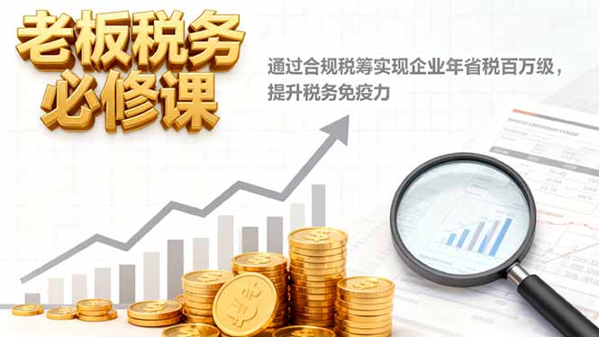 老板税务必修课，通过合规税筹实现企业年省税百万级，提升税务免疫力-御文网