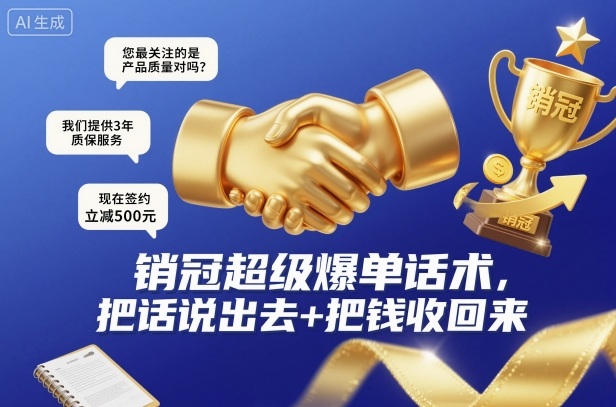 销冠超级爆单话术，把话说出去+把钱收回来-御文网