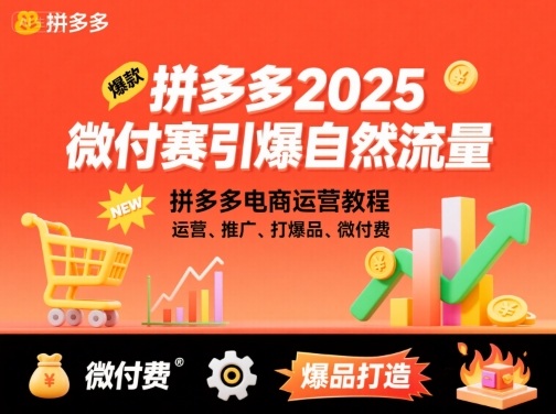 拼多多2025微付费引爆自然流量，拼多多电商运营教程，运营、推广、打爆品、微付费(更新)-御文网