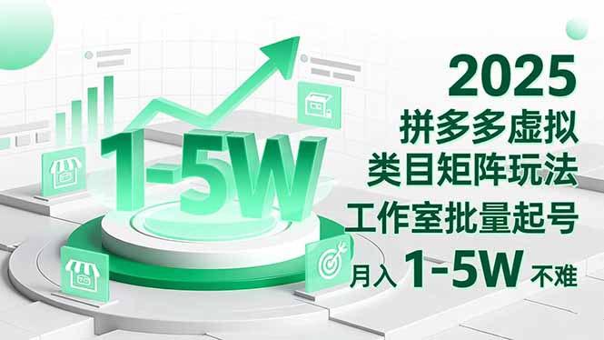 2025 拼多多虚拟类目矩阵玩法，工作室批量起号，月入 1-5W 不难-御文网