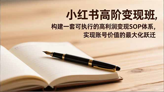 小红书高阶变现班，构建一套可执行的高利润变现SOP体系，实现账号价值的最大化跃迁-御文网
