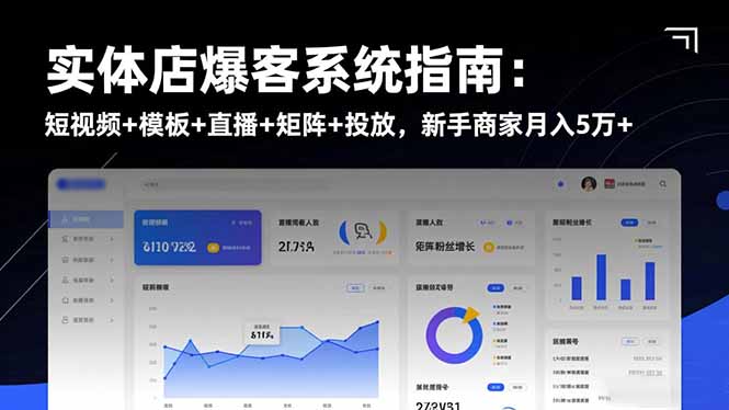 实体店爆客系统指南：短视频+模板+直播+矩阵+投放，新手商家月入5万+-御文网