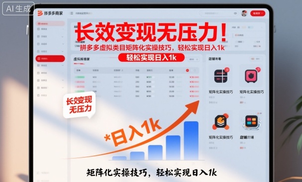 长效变现无压力！拼多多虚拟类目矩阵化实操技巧，轻松实现日入1k【揭秘】-御文网