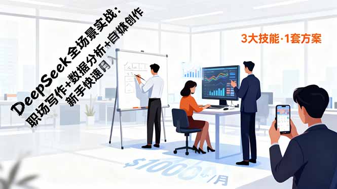 DeepSeek全场景实战：职场写作+数据分析+自媒体创作，新手快速月入过万-御文网