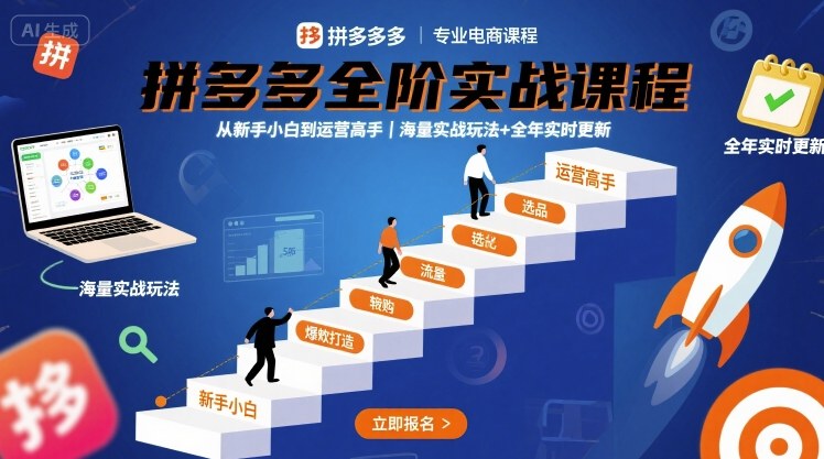 拼多多全阶实战课程，从新手小白到运营高手，海量实战玩法+全年实时更新【2025年10月更新】-御文网