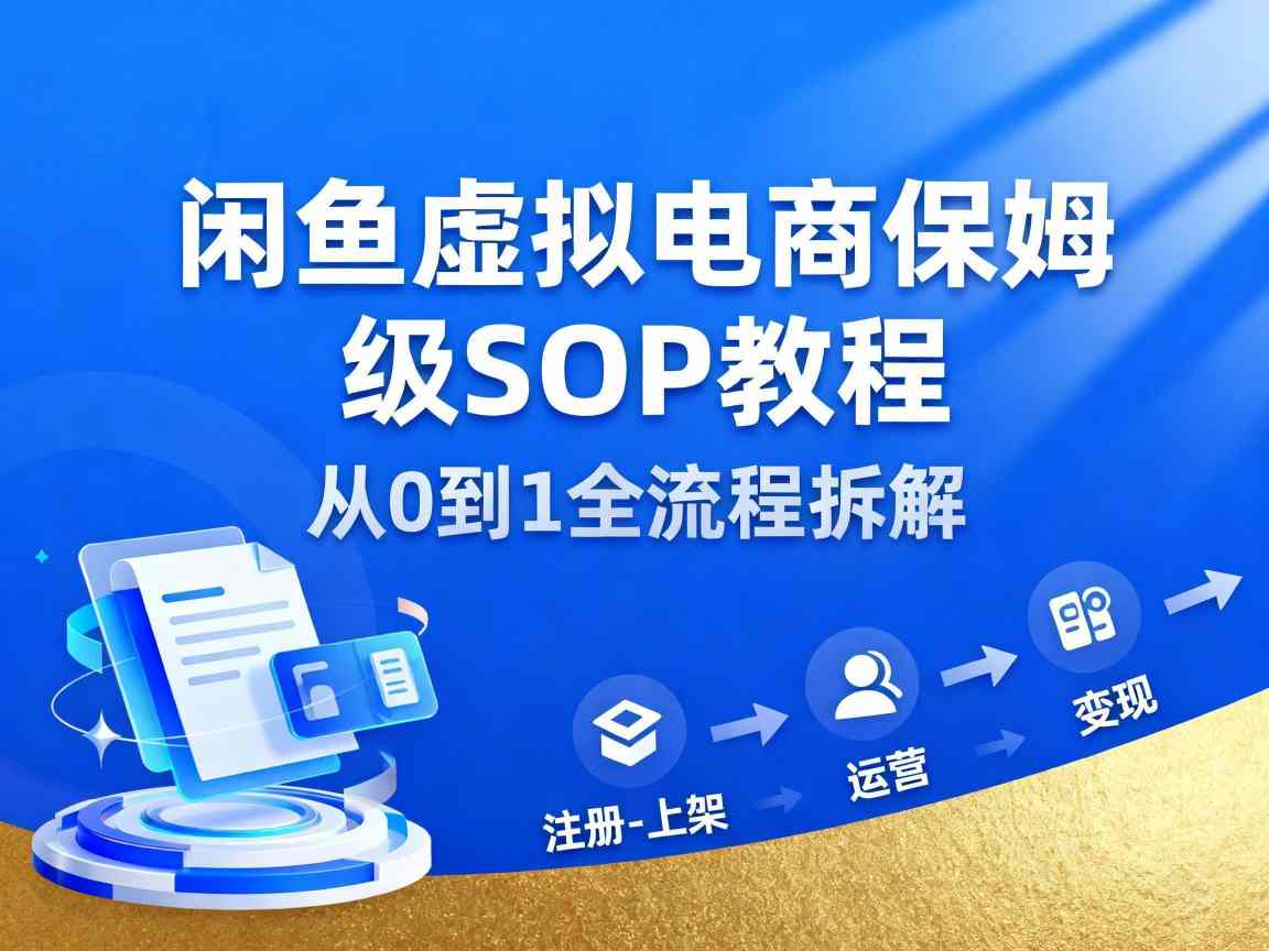 闲鱼虚拟电商，月入轻松过1W，保姆级SOP教程-御文网