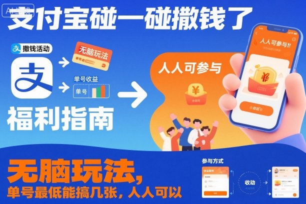支付宝碰一碰撒钱了，无脑玩法，单号最低能搞几张，人人可以撸【揭秘】-御文网