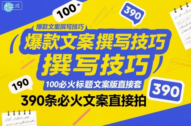 爆款文案撰写技巧，100个必火标题文案模版直接套，390条必火文案直接拍-御文网