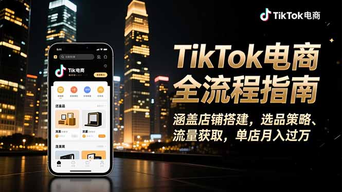 TikTok电商全流程指南，涵盖店铺搭建、选品策略、流量获取，单店月入过万-御文网