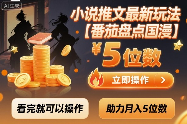 小说推文最新玩法，助力月入5位数【番茄盘点国漫】玩法，看完就可以操作-御文网