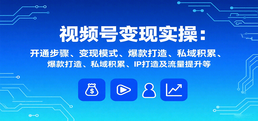 视频号变现实操，含开通步骤、变现模式、爆款打造、私域积累、IP打造及流量提升等-御文网
