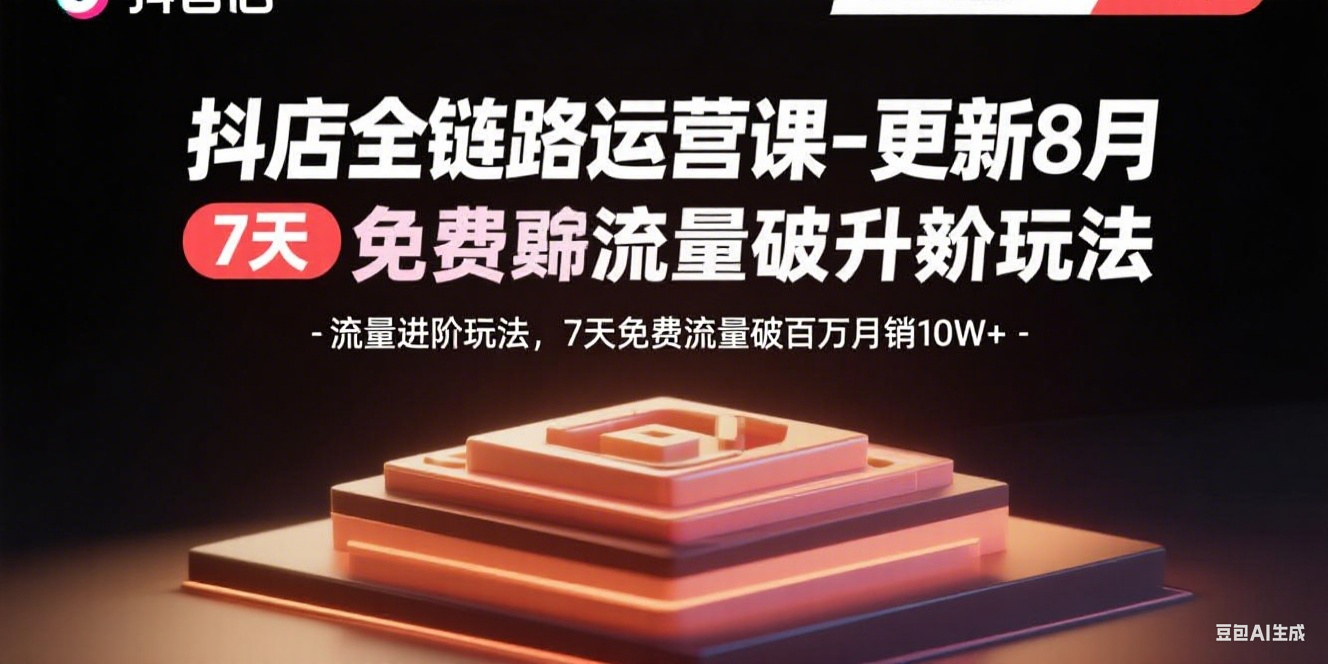 抖店全链路运营课-更新8月：流量进阶玩法，7天免费流量破百万月销10W+-御文网