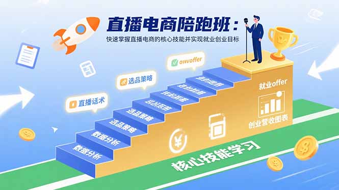 直播电商陪跑班：快速掌握直播电商的核心技能并实现就业/创业目标-御文网