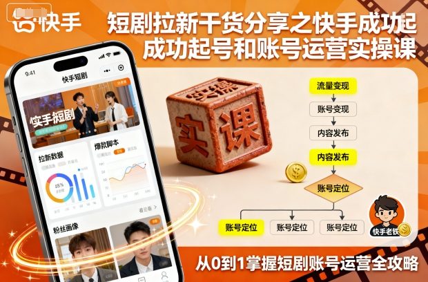 短剧拉新干货分享之快手成功起号和账号运营实操课-御文网