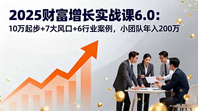 2025财富增长实战课6.0：10万起步+7大风口+6行业案例，小团队年入200万-御文网