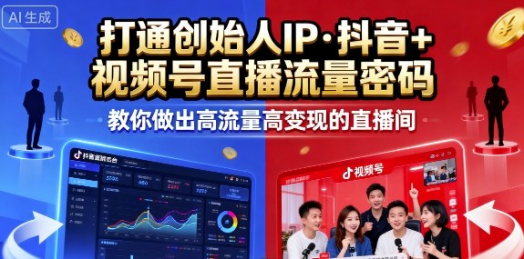25年直播9-10两期线下课，打通创始人IP，抖音+视频号直播流量密码，教你做出高流量高变现的直播间-御文网